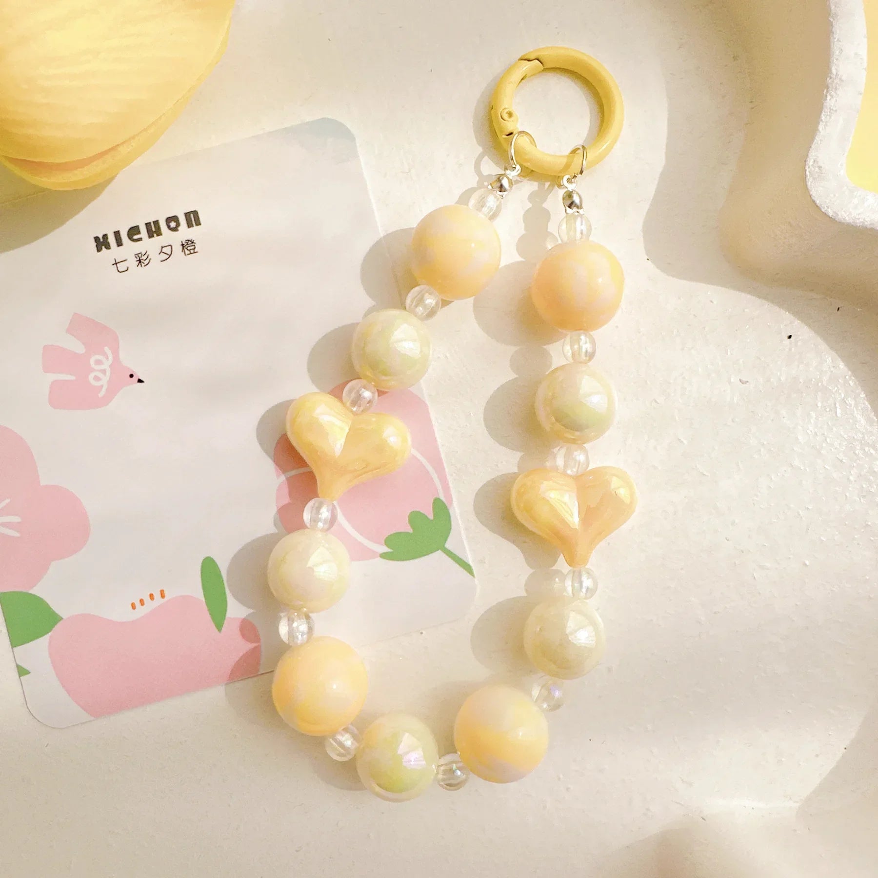 Acrylic Beads Keychain Phone Charm Women Girls Mobile Phone Chain Cellphone Strap Anti-lost Lanyard Beaded Hanging Rope Jewelry