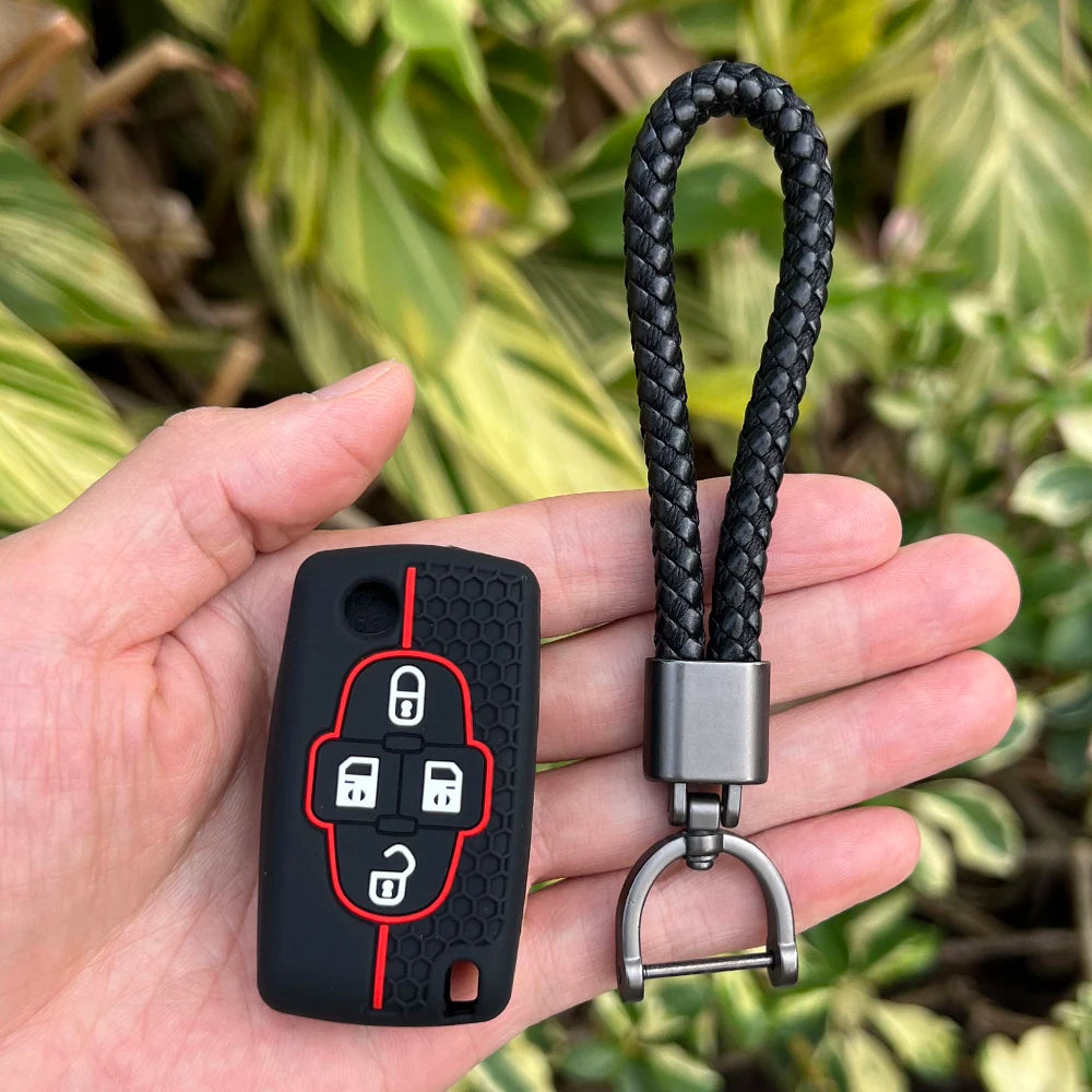 Silicone Car Remote Case Holder Keychain for Peugeot 1007 807 Rubber Key Cover Shell Protector for Citroen C8 4 Buttons Flip Key