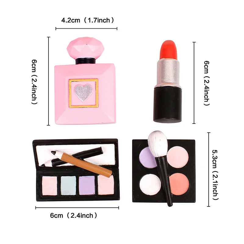 Lovely Girls Birthday Party Cosmetics Cake Toppers Lipstick Perfume Bottle Eyeshadow Box For Lady Mom Cupcake Decor Supplies Set