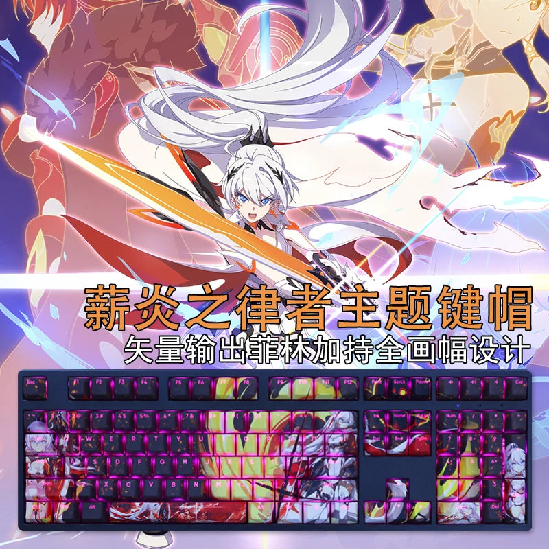 1 Set Honkai Impact 3 Kiana Herrscher of Flamescion Keycap PBT Dye Sub Backlit Keycaps Gaming Key Caps For ANSI 61 87 104 108