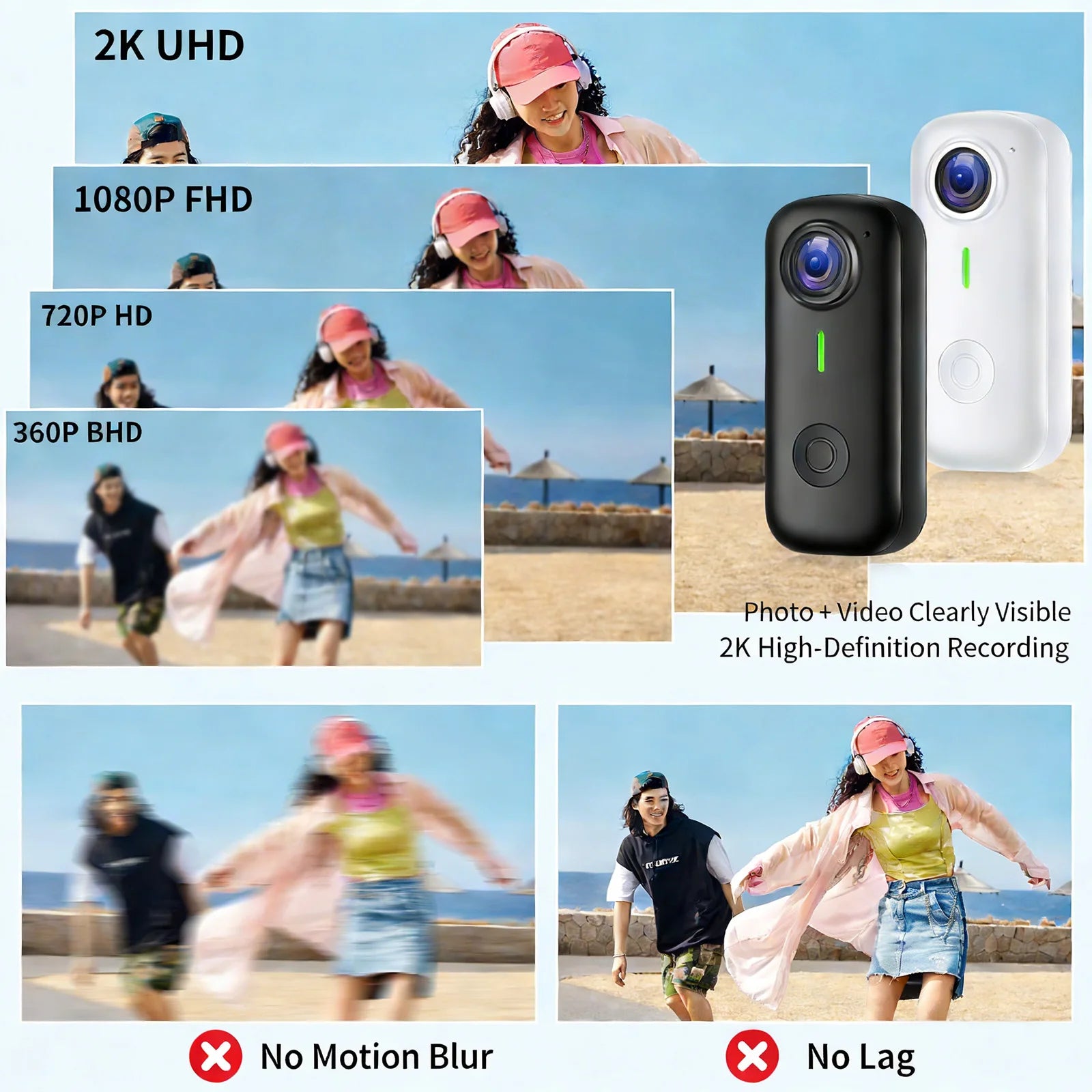 Lenovo Magnetic Sports Camera 2K Mini Thumb Camera WiFi 120° Wide Angle Smart Anti Shake For Cycling Vlog Motorcycle Helmet