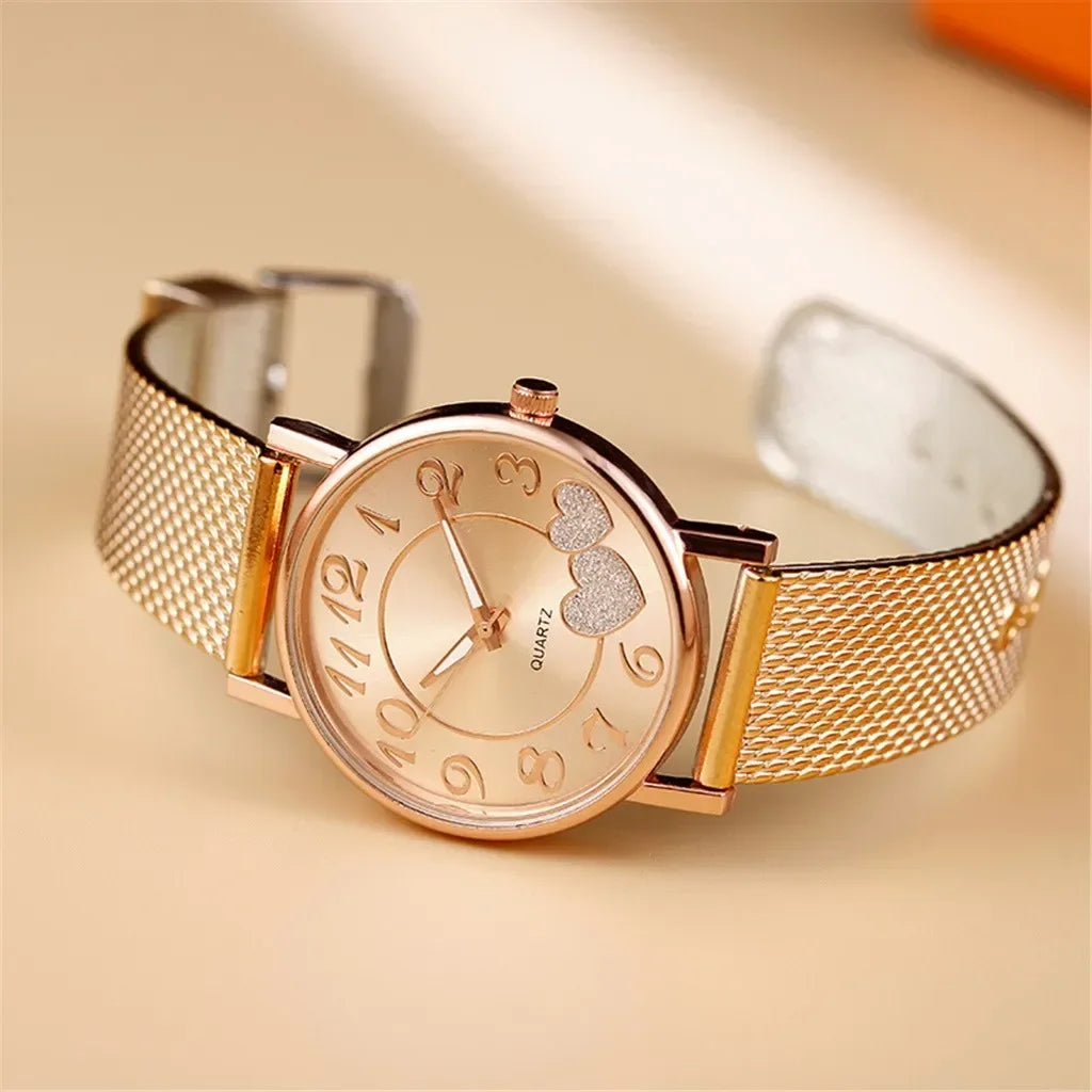 Women Watch Business Wristwatches Jewelry Часы Женские Large Number Round Dial Fashion Watches with Mesh Belt Wild Creative Gift