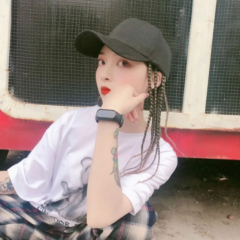 Baseball Cap Wig Hip Hop Hat Daily Wear Synthetic Wig Wig Hair Dreadlocks Cap Peaked Cap Dirty Hair Braid Sun Visor Hats