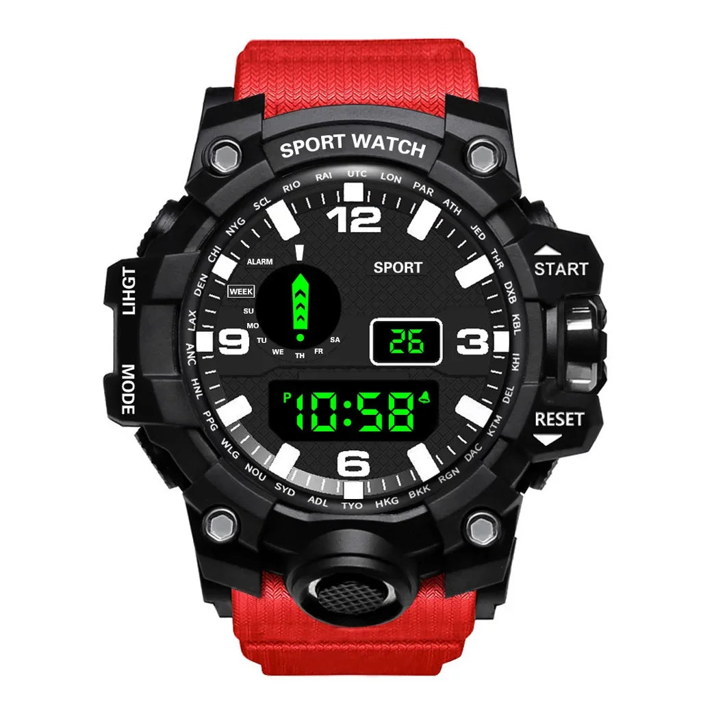 YIKAZE Men's Watch LED Digital Men Sport Watches Fitness Electronic Watch Multifunction Military Sports Watches Clock Kids Gifts