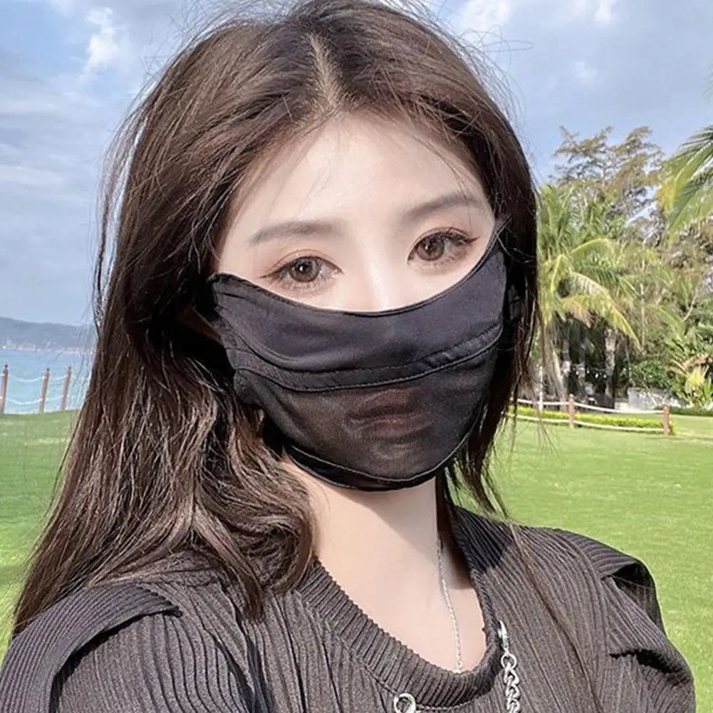 Summer Ice Silk Face Mask Women Cool Breathable Mesh Sunscreen Cover UV Shield for Outdoor Riding Driving Fishing Sport Masks