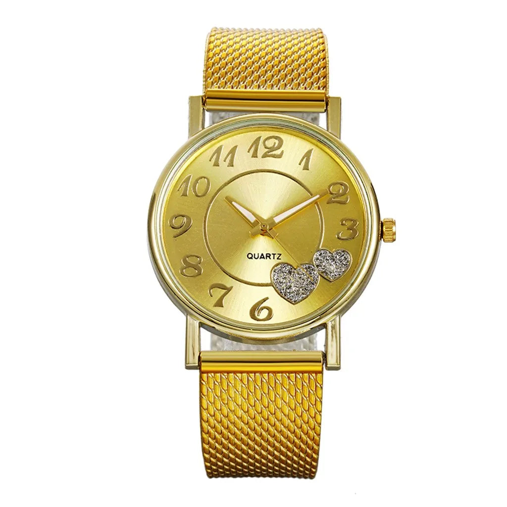 Women Watch Business Wristwatches Jewelry Часы Женские Large Number Round Dial Fashion Watches with Mesh Belt Wild Creative Gift