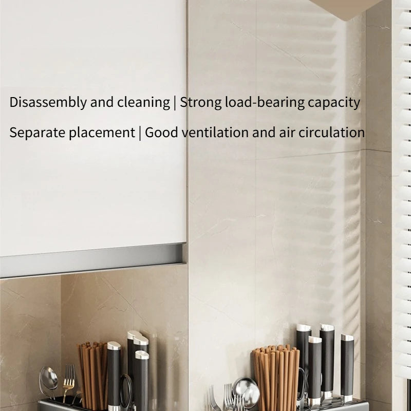 Kitchen Knife Holder, Tableware Storage Rack, Multifunctional Wall Mounted Kitchen Tool Storage Rack
