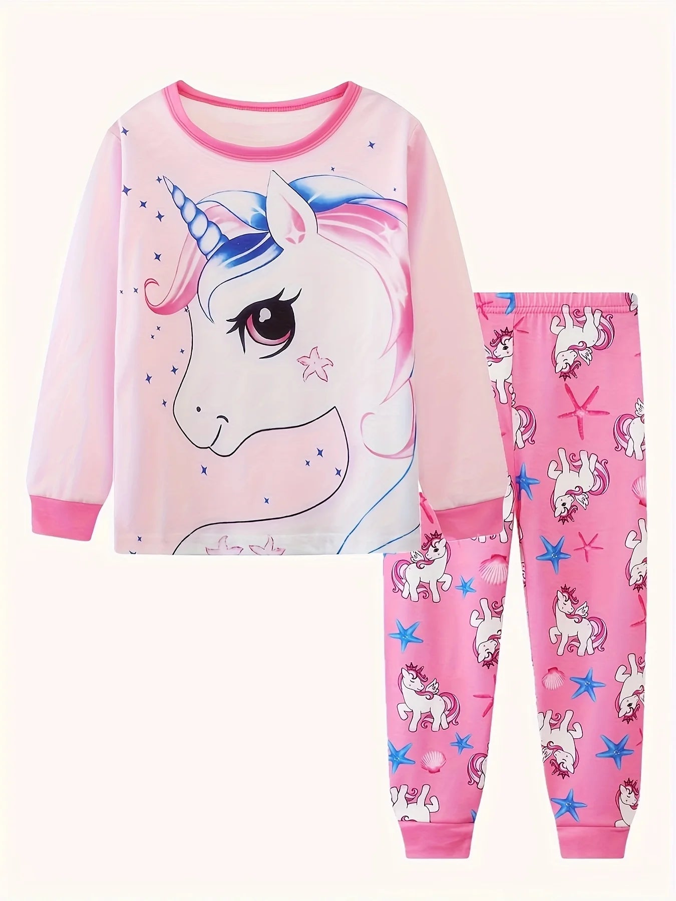 2pcs Boys Casual Crew Neck Animal Print Pajama Sets