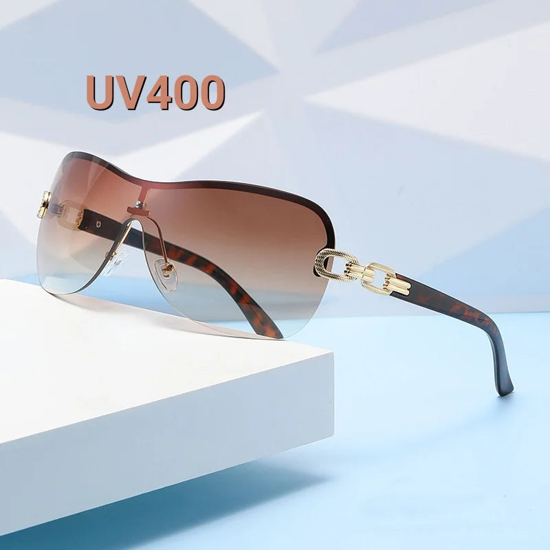2025 New Fashionable Luxury Women's Sunglasses Retro Neutral Metal Frame Integrated Simple and Elegant UV400 Sunscreen Glasses