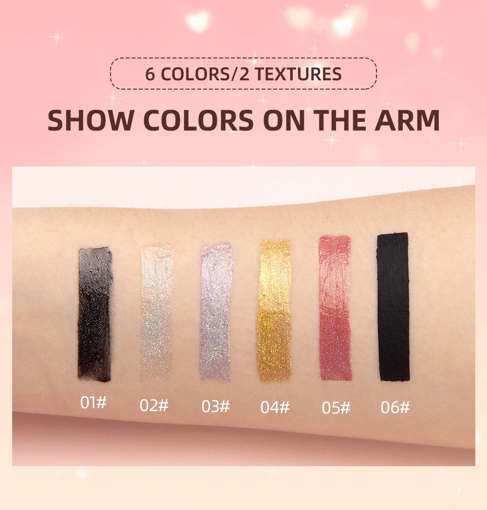 6 Colors Glitter Lipstick Long Lasting Diamond Pearlescent Metallic Lipgloss Black Matte Liquid Lipstick Women Lip Tint Makeup