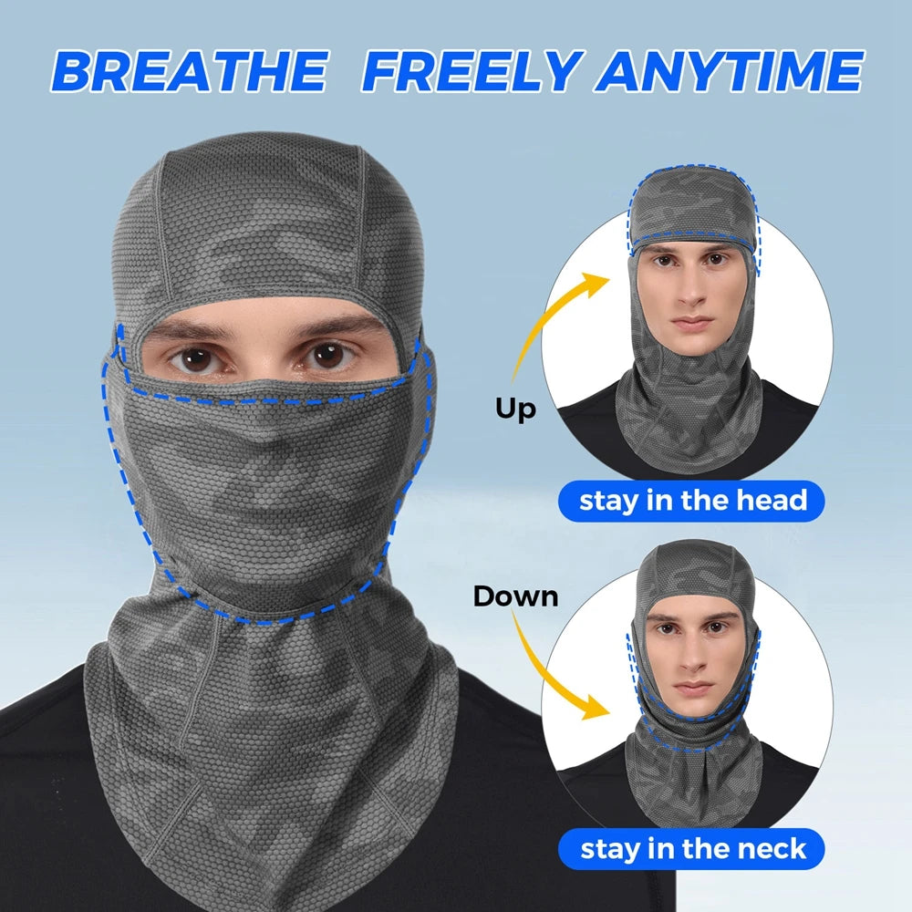 Camo Quick-drying Balaclava Sport Full Face Mask Cool Breathable Tactical Beanies Hood Cap Windproof Ski Neck Cover Helmet Liner