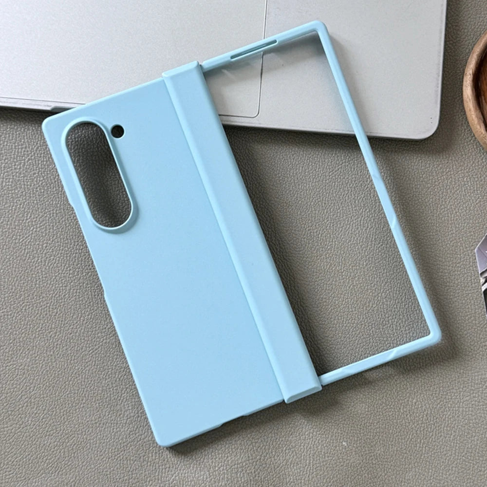 Luxury Matte Phone Case for Samsung Z Fold 6 5 4 3 5G Fold6 Fold5 Fold4 Fold3 Hinge Shockproof Protective Macaron Color PC Cover