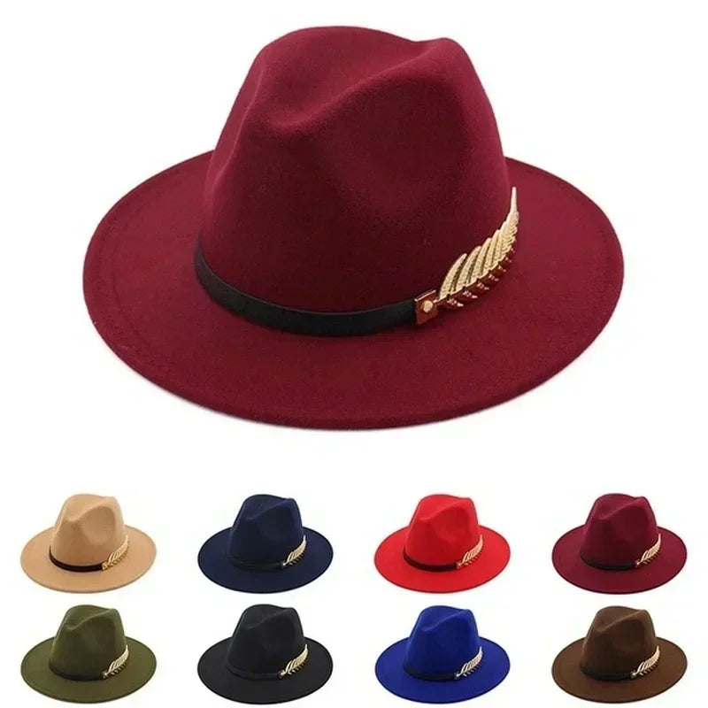 New Simple Fashion Formal Occasion Couples Woolen Hats Large Brimmed Jazz Hats Autumn And Winter Fashion British Vintage Top Hat