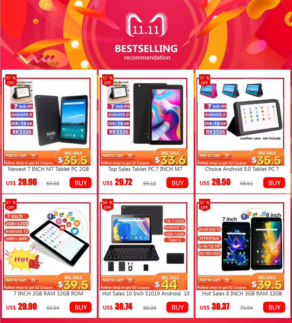 10.1 INCH RAM 2GB ROM 32GB Android 10 Tablet PC GS112 MTK8765  Quad Core 1.3GHz  WIFI Dual Camera 1280*800 IPS Screen