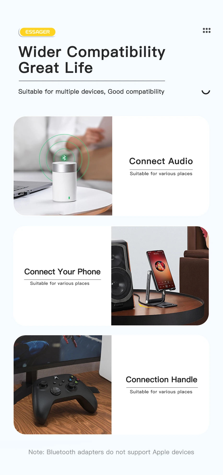 Essager Wireless USB Bluetooth 5.0 Adapter Dongle Mini Car Music AUX Audio Receiver Transmitter For PC Laptop Mouse Earphone HOT
