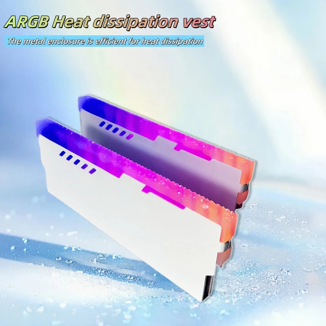 CX FUTRUE Aluminum Desktop Memory Module Heat Dissipation Vest, ARGB Light Effect, Desktop Memory Heat Dissipation Vest.White.