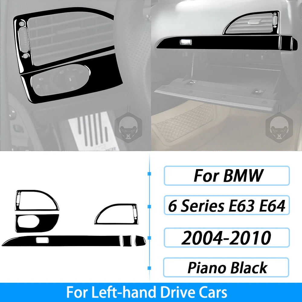 For BMW M6 6 Series E63 E64 2004-2010 Piano Black Gear Shift Air Outlet Window Lift Panel Set Car Interior Accessories Sticker