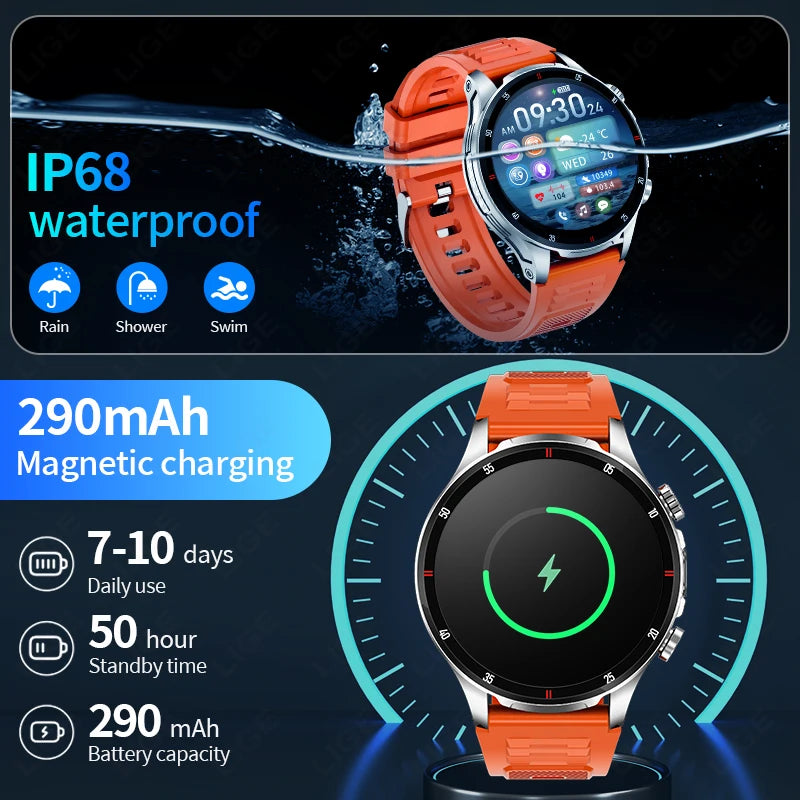 LIGE 2025 New Smart Watch Men Flashlight AI Voice Bluetooth Call 1.53" HD Sports Fitness Watches Health Monitor Smartwatch Women