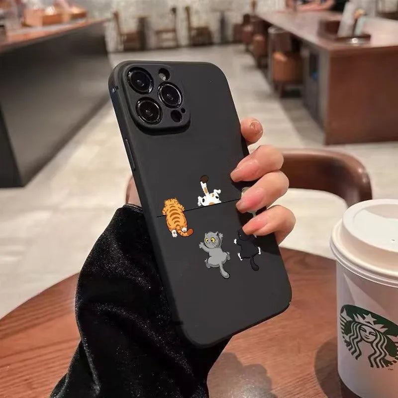 Phone Case Five Adorable Cats Pattern For iPhone 17 16 15 14 13 12 11 Pro Max XS XR X 7 8 Plus 16E 17 Air 13 Mini Silicone Cover