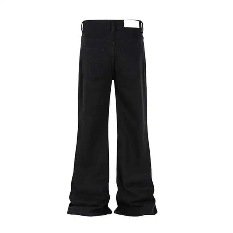 PFNW High Street Simple Design Men's Black Micro-flared Pants Trendy 2025 New Solid Color Jeans Spring Tide Trousers 28W5577