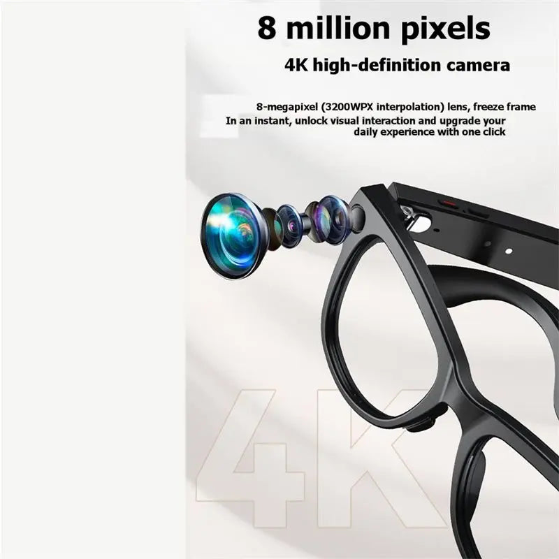 ABGI-AI Smart Glasses With 8MP Camera Video Recording AI Photo Recognition Bluetooth Call Voice Translation Functionality Sungla