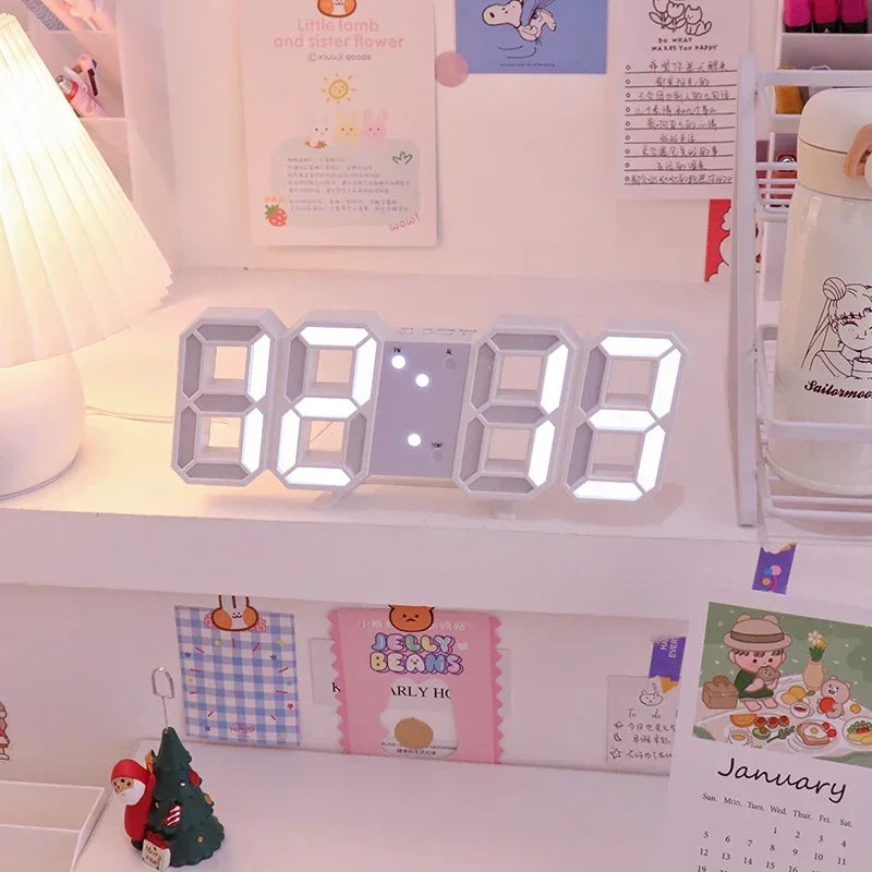 LED Digital Alarm Clock Wall Hanging With 3D Display Date Temperature For Home Kitchen Office Decoration Clocks Decor
