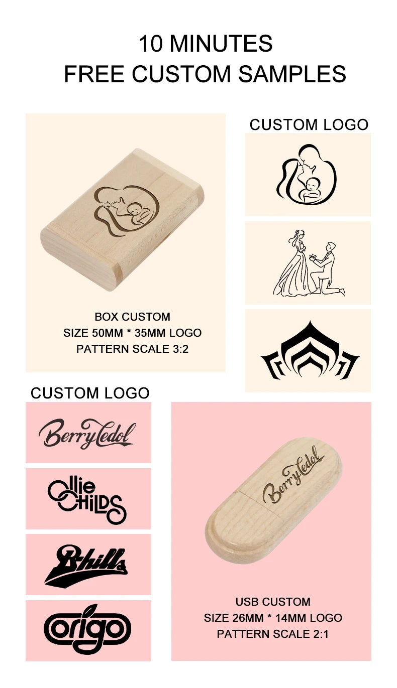 JASTER Wooden USB 3.0 Flash Drives 128GB Free Custom Logo Pen drive 64GB 32GB with Box Memory Stick Creative gift Laptop U disk