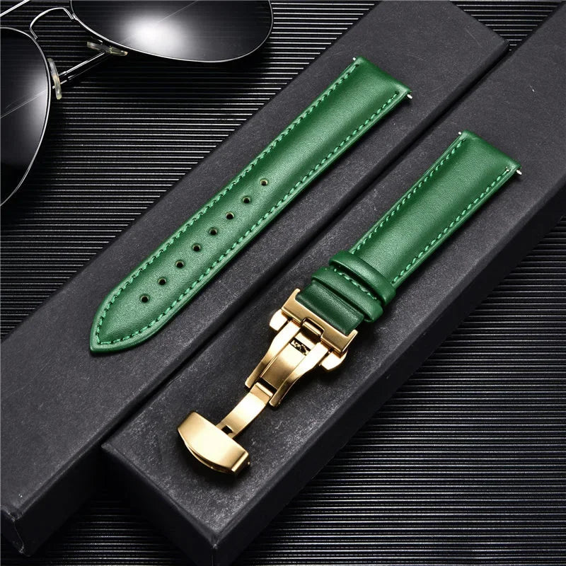 New Women's Business Commuter Strap 18mm 20mm 22mm 24mm with Automatic Butterfly Buckle Watchband