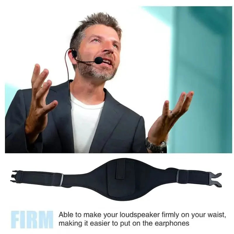 Adjustable Mic Belt with Hands-Free Mic Holder - Secure Waist Carrier Pouch for Fitness Instructors,Public Speakers,Performancer