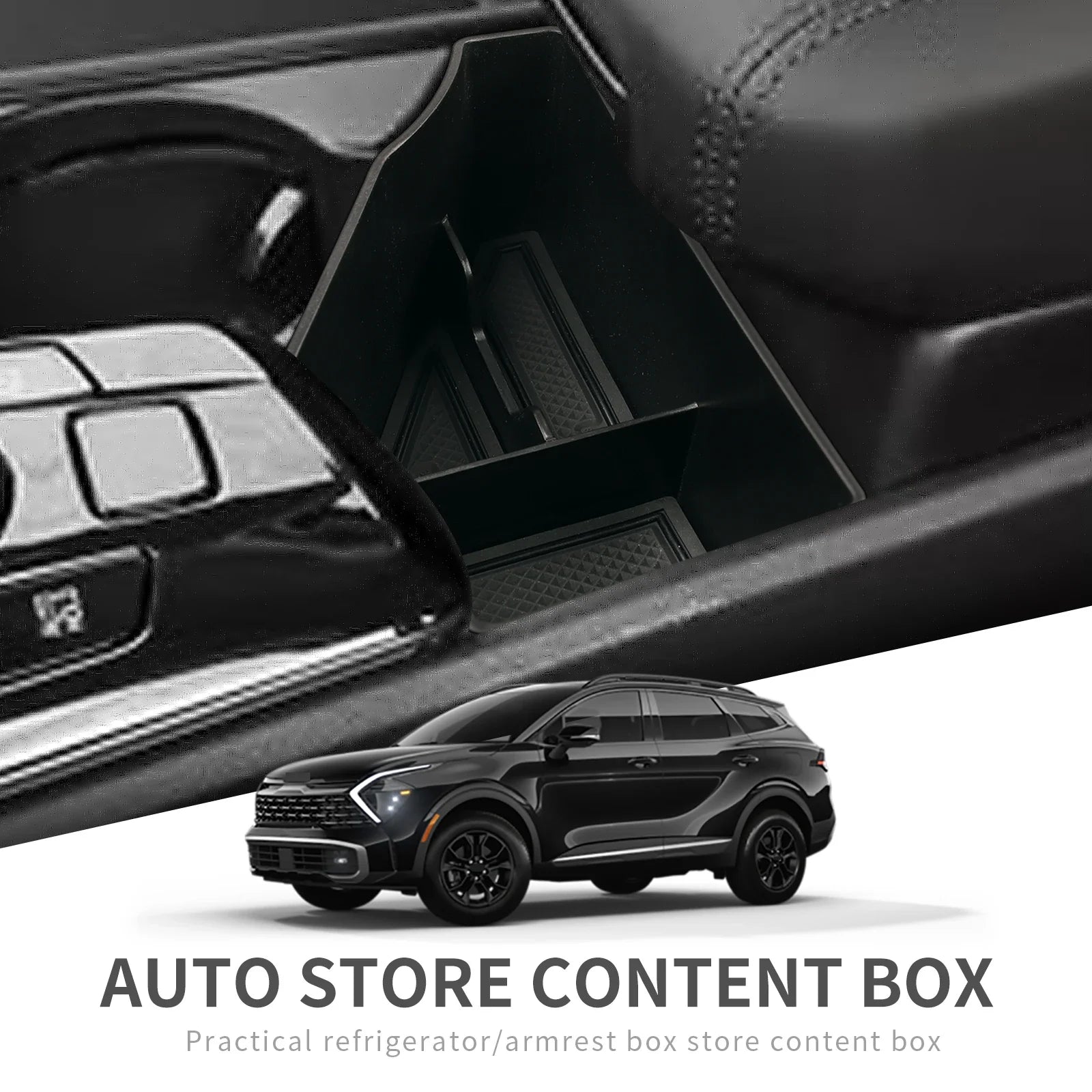 for Kia Sportage NQ5 2021 - 2023 Car Center Console Armrest Storage Box Tray Organizer Accessories Tidying Black
