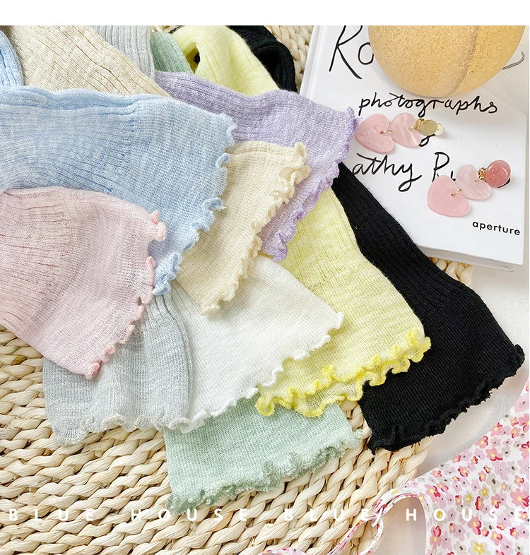 2026 Spring Summer Gentle Ruffle Trim Long Sleeve Ice Silk Sunscreen Knitted Cardigan Women Short Pearl Button Thin Casual Coat