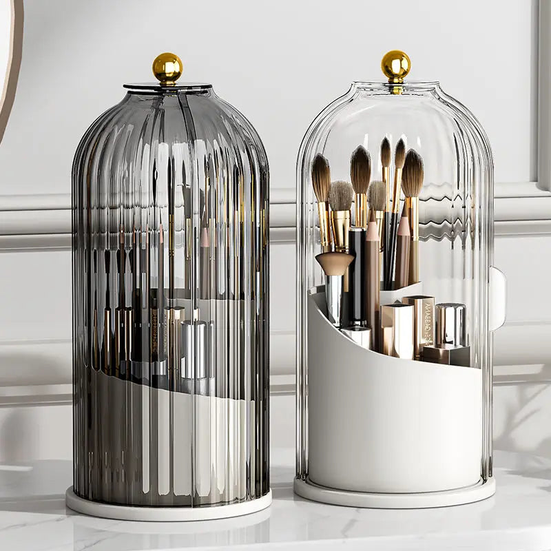 360° Rotating Make Up Organizer With Lid Luxury Cosmetic Brushes Holder Lipstick Eyebrow Pencil Holder Eye Shadow Storage Box