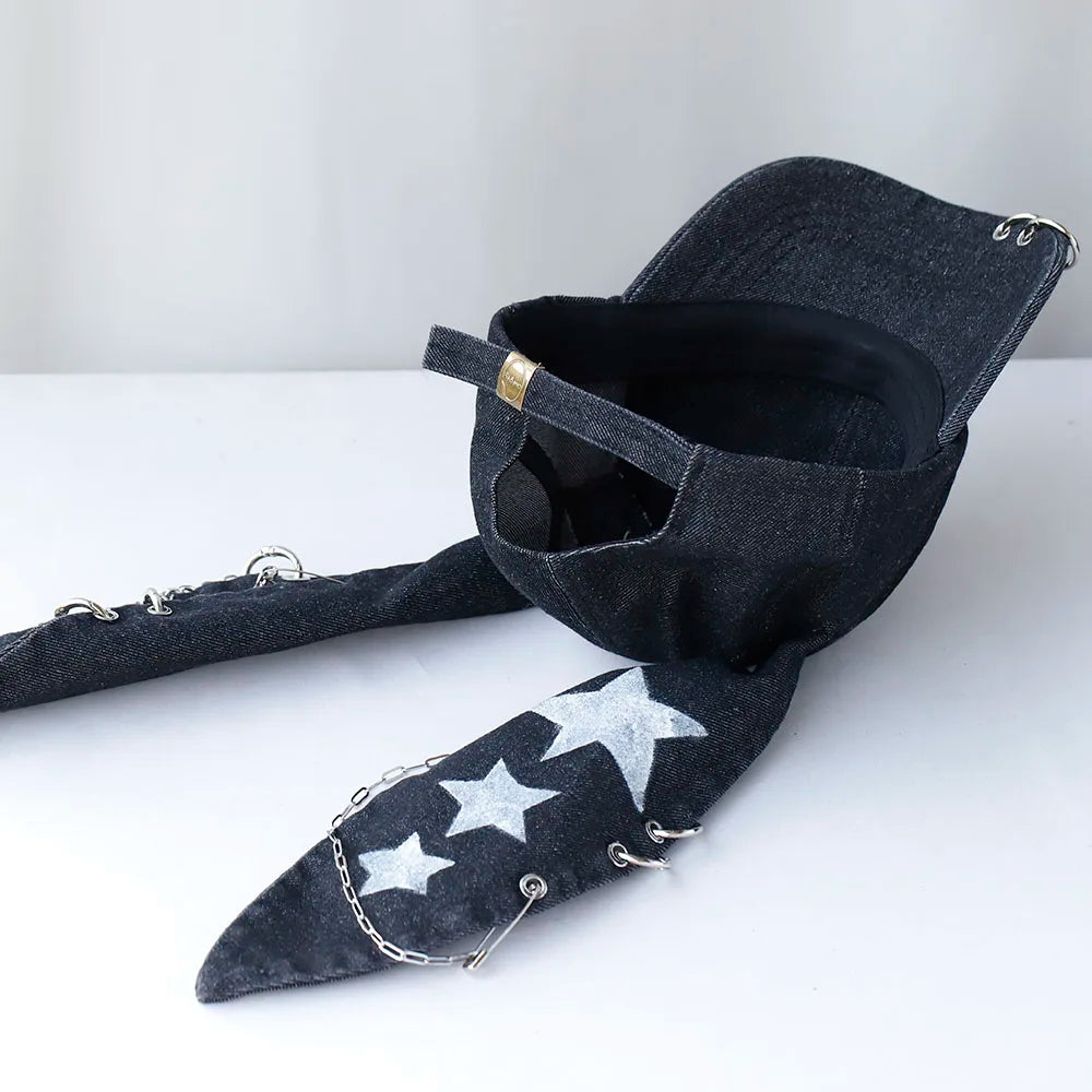 Designer Graffiti Devil Ears Denim Baseball Caps Men Women Autumn Personality Versatile Retro Ripped Style Hip Hop Men's Hat