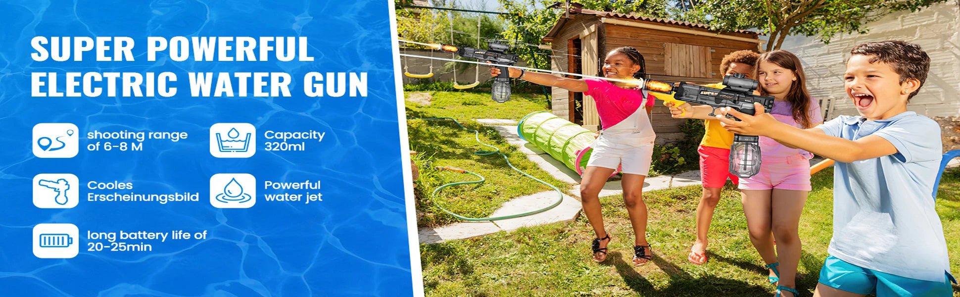 Summer Outdoor Fully Automatic Electric Water Gun Toy With Lights, Boys Beach Pool Battle Shooting Gun Toy Gift