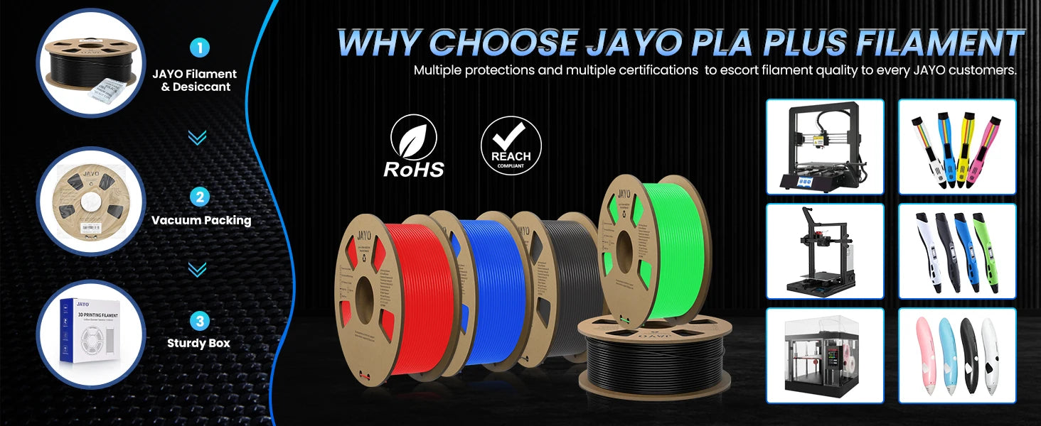 JAYO 3D PETG/PLA/PLA PLUS Printer Filament 1.75mm 5.5KG 100% No Bubble non-toxic 3D Printing Materials for 3D Printer&3D Pen