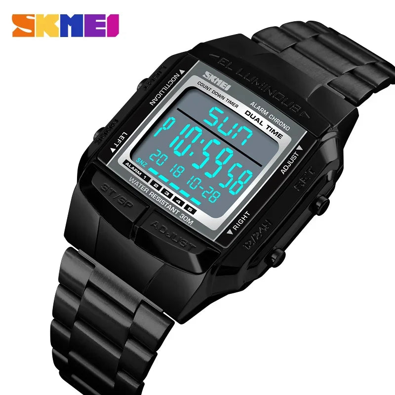 SKMEI 1381 Luxury Electronic Mens Wristwatches Waterproof LED Display Digital Watch for Men Military Sports 1328 Reloj Masculino