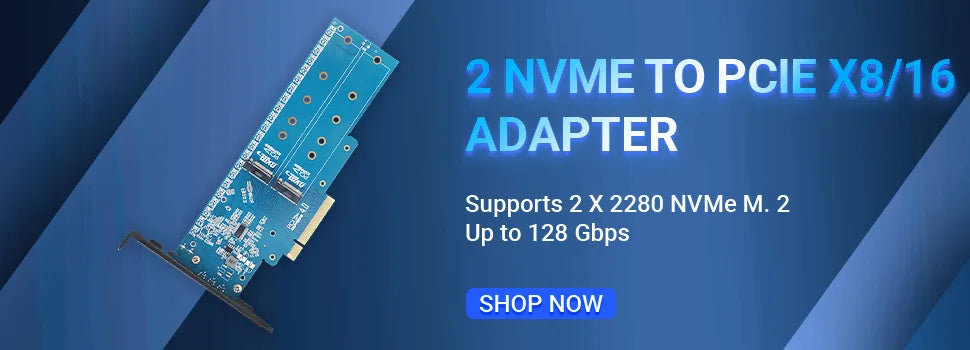 JEYI PCIe to NVMe Adapter With Aluminum SSD Heatsink Cooler, 64Gbps M.2 ssd PCIe 4.0 X4 X8 X16 Expansion Card for Desktop