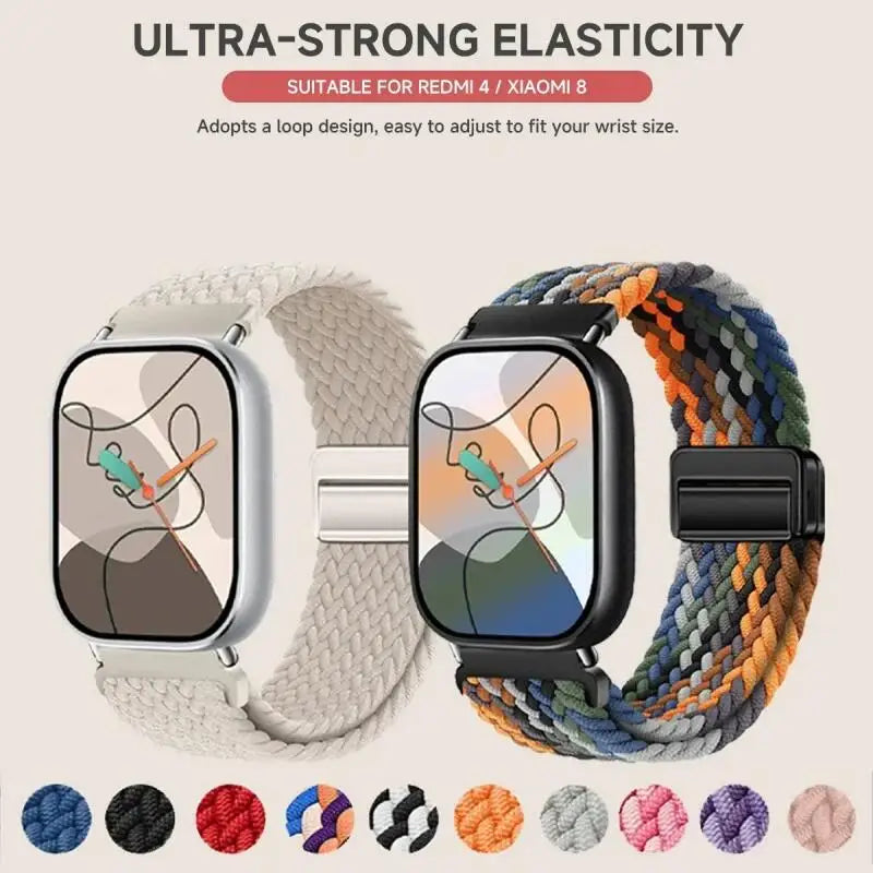 Magnetic Braided Loop For Redmi Watch 6 5 4 Strap Nylon Sport Wristband Bracelet For Xiaomi Mi Band 9 Pro/8 Pro Correa Watchband