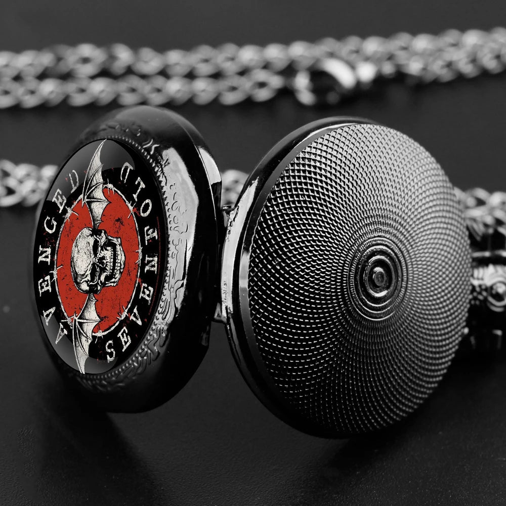 Quartz Pocket Watch for Women Men Kids Unique Avenged Sevenfold Niklass Design Vintage Clock Watches Chain Jewelry Pendant Gift