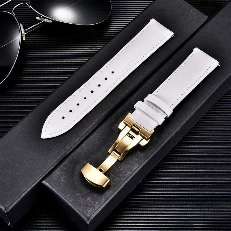 New Women's Business Commuter Strap 18mm 20mm 22mm 24mm with Automatic Butterfly Buckle Watchband