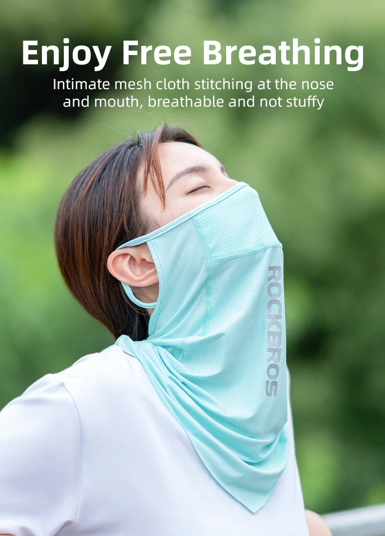 ROCKBROS Ice Silk Cycling Face Mask UV Sun Protect UPF50+ Summer Breathable Collar Scarf MTB Road Motorcycle Bike Bicycle Mask