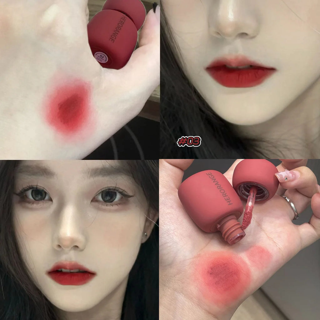 1pcs Red Brown Matte Lip Mud Liquid Lipstick Waterproof Non-stick Cup Chocolate Lip Color for Women Lips Makeup Cosmetics