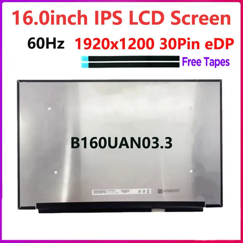 16.0"inch Laptop LCD Screen B160UAN03.3 Replacement Display Panel  IPS EDP 30 pins 1920x1200 Display Matrix