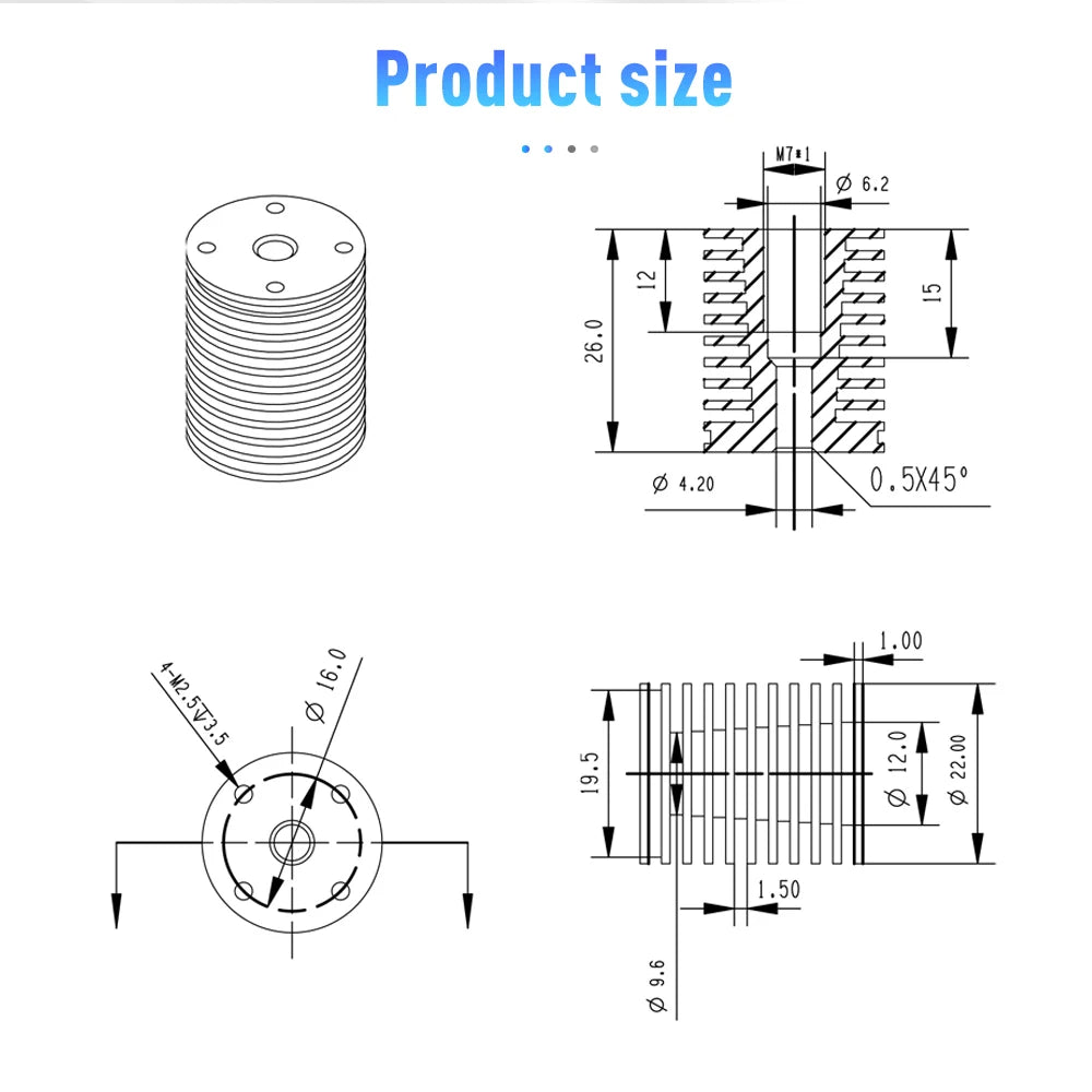 For Voron V6 Hot Sink High Temperature Resistant Aluminum Volcano Hotend Kit Voron Radiator 3D Printer Replacement Part Hotsink