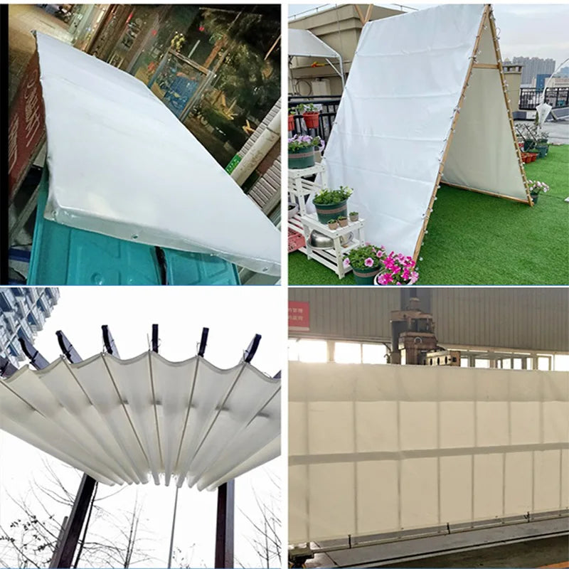 500gsm PVC Tarpaulin Waterproof Heavy Customizable Tarp Cover Canopy Awning Rainproof Planting Courtyard Gazebo Balcony Pavilion