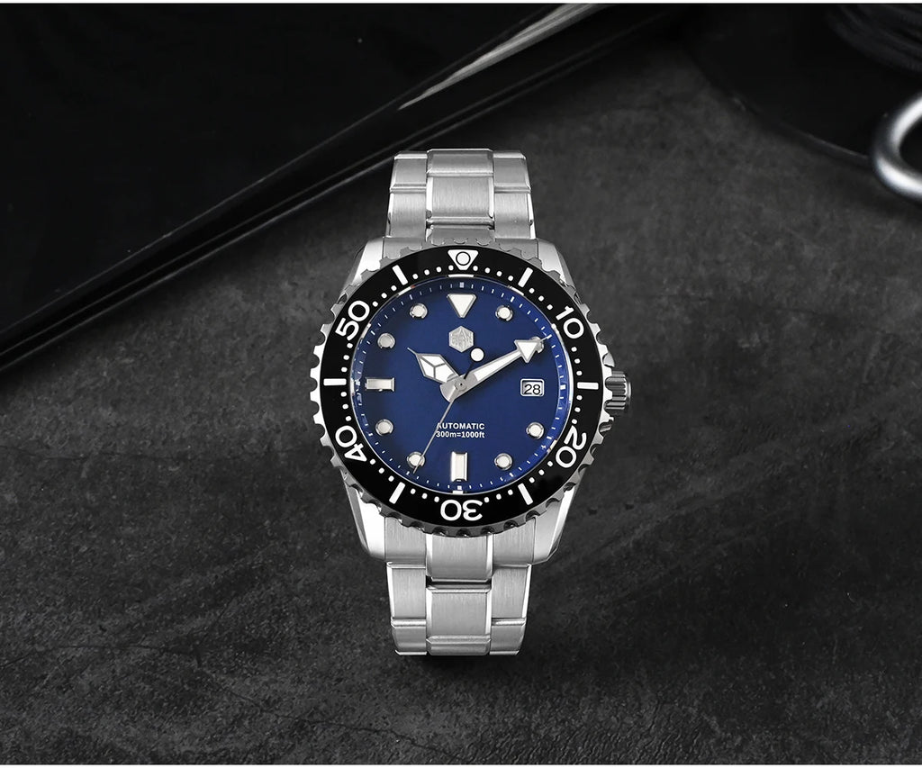 San Martin 40mm Enamel Dial YN55 Men Diver's Automatic Mechanical Watch 3H Date BGW-X1 30Bar Waterproof Montre Homme SN0009D
