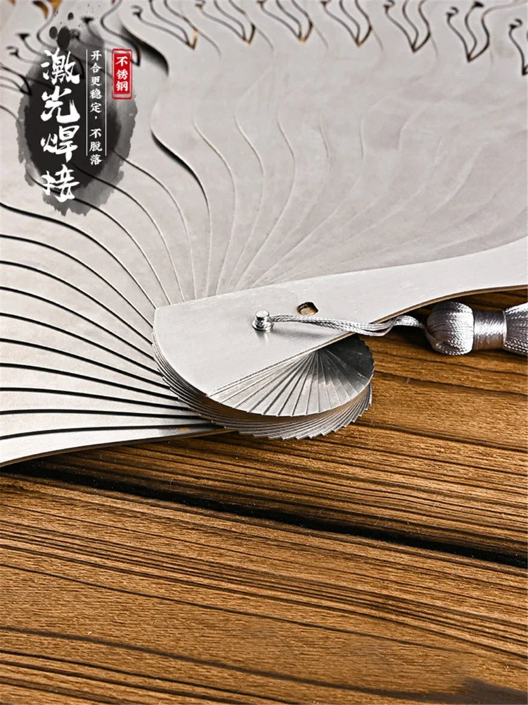 All-metal Fan Kung Fu Flying Feather Blade Stainless Steel Fitness Martial Arts Steel Folding Fan