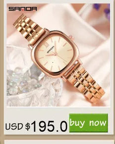 SANDA 1134 Women's Square Quartz Watch Black Fashion Crystal Waterproof Date Pointer Wristwatches for Ladies Watches Gift