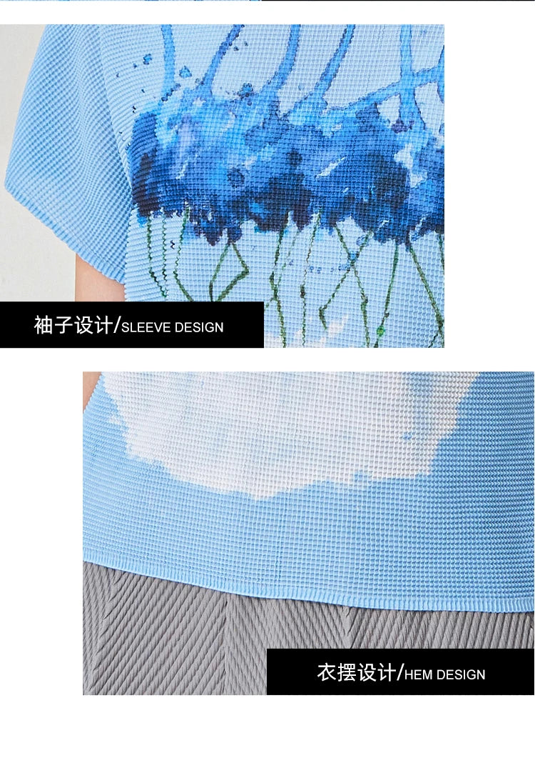 Summer Ladies Elegant T-shirt High Quality Loose Casual Tops Miyake Pleated Tops Factory Direct Sales