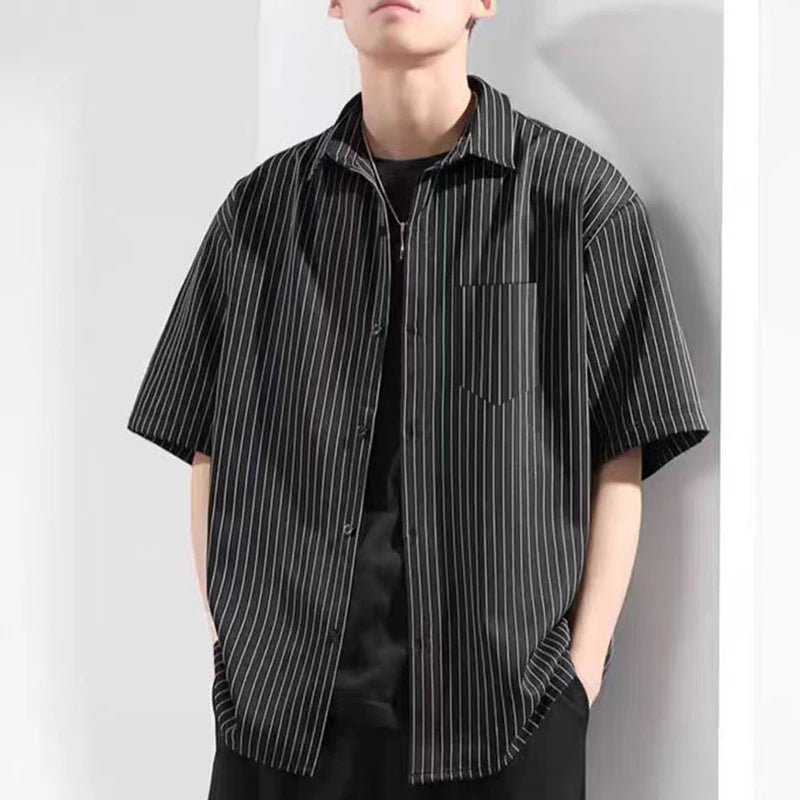 Striped Short-Sleeved Shirt for Men, Classic Summer Design, Casual and Comfortable Blouse